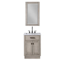 Water Creation Chestnut 24" Single Sink Carrara White Marble Countertop Vanity In Gray Oak with Grooseneck Faucet and Mirror CH24CW03GK-R21BL1403