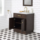 Water Creation Chestnut 30" Single Sink Carrara White Marble Countertop Vanity In Brown Oak CH30CW06BK-000000000