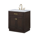 Water Creation Chestnut 30" Single Sink Carrara White Marble Countertop Vanity In Brown Oak CH30CW06BK-000000000