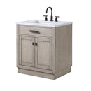 Water Creation Chestnut 30" Single Sink Carrara White Marble Countertop Vanity In Gray Oak CH30CW03GK-000000000