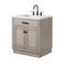 Water Creation Chestnut 30" Single Sink Carrara White Marble Countertop Vanity In Gray Oak with Grooseneck Faucet and Mirror CH30CW03GK-R21BL1403