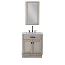 Water Creation Chestnut 30" Single Sink Carrara White Marble Countertop Vanity In Gray Oak with Grooseneck Faucet and Mirror CH30CW03GK-R21BL1403