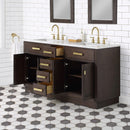 Water Creation Chestnut 60" Double Sink Carrara White Marble Countertop Vanity In Brown Oak CH60CW06BK-000000000