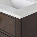 Water Creation Chestnut 60" Double Sink Carrara White Marble Countertop Vanity In Brown Oak with Grooseneck Faucets and Mirrors CH60CW06BK-R21BL1406