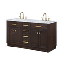 Water Creation Chestnut 60" Double Sink Carrara White Marble Countertop Vanity In Brown Oak CH60CW06BK-000000000