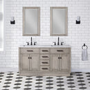 Water Creation Chestnut 60" Double Sink Carrara White Marble Countertop Vanity In Gray Oak CH60CW03GK-000000000