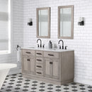 Water Creation Chestnut 60" Double Sink Carrara White Marble Countertop Vanity In Gray Oak CH60CW03GK-000000000