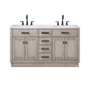 Water Creation Chestnut 60" Double Sink Carrara White Marble Countertop Vanity In Gray Oak CH60CW03GK-000000000