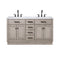 Water Creation Chestnut 60" Double Sink Carrara White Marble Countertop Vanity In Gray Oak with Grooseneck Faucets CH60CW03GK-000BL1403