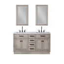 Water Creation Chestnut 60" Double Sink Carrara White Marble Countertop Vanity In Gray Oak with Mirrors CH60CW03GK-R21000000