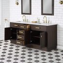 Water Creation Chestnut 72" Double Sink Carrara White Marble Countertop Vanity In Brown Oak with Mirrors CH72CW06BK-R21000000