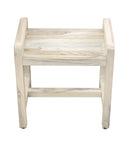 EcoDecor Coastal Vogue White Wash Eleganto 20" Teak Shower Stool with LiftAid Arms
