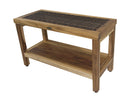 EcoDecor EarthyTeak Eleganto 30" Shower Stool with Viro Indoor or Outdoor Rattan Top and Shelf