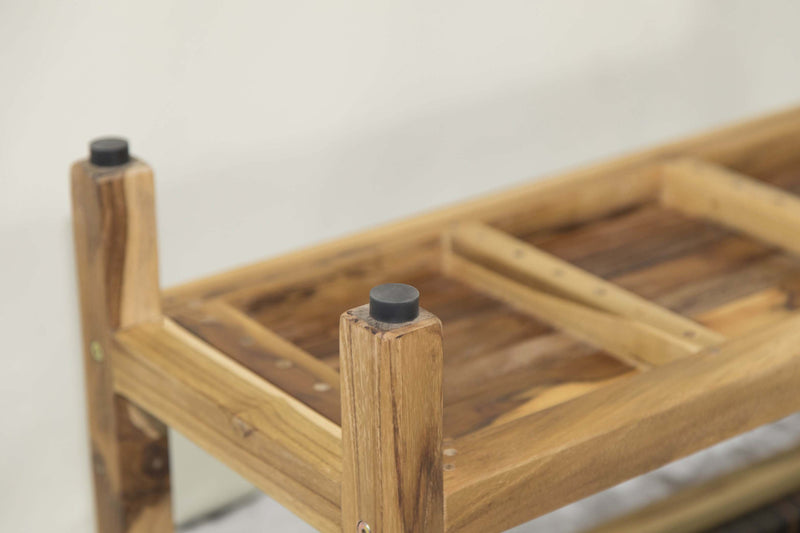 EcoDecor EarthyTeak Eleganto 30" Shower Stool with Viro Indoor or Outdoor Rattan Top and Shelf