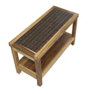 EcoDecor EarthyTeak Eleganto 30" Shower Stool with Viro Indoor or Outdoor Rattan Top and Shelf