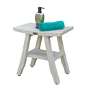 EcoDecor Coastal Vogue White Wash Satori 18" Eastern Style Teak Shower Bench with Shelf