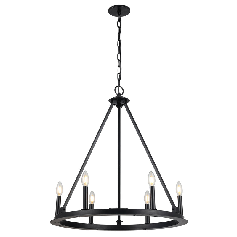 Dainolite 6 Light Incandescent Chandelier Matte Black CLB-266C-MB