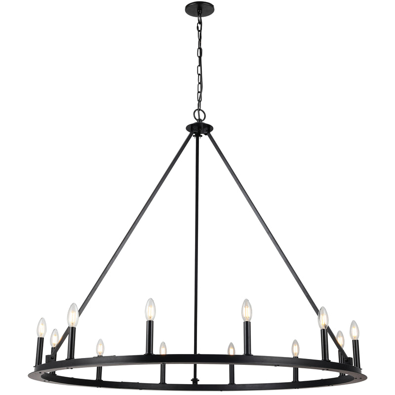 Dainolite 12 Light Incandescent Chandelier Matte Black CLB-4812C-MB