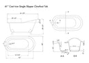 Cambridge Plumbing Cast Iron Slipper Clawfoot Tub 61" x 30" Complete PC Package