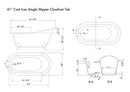 Cambridge Plumbing Cast Iron Slipper Clawfoot Tub 61" x 30" 7" Deck Mount Faucet Drill