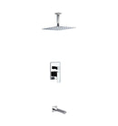 KubeBath Aqua Piazza Brass Shower Set with 12" Ceiling Mount Square Rain Shower and Tub Filler CR300TF2V