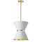 Dainolite 1 Light Incandescent Pendant Aged Brass with Gold Ring White and Gold Shade CTN-121P-AGB-692