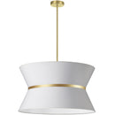 Dainolite 4 Light Incandescent Chandelier Aged Brass with Gold Ring White Shade CTN-244C-AGB-790