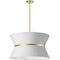 Dainolite 4 Light Incandescent Chandelier Aged Brass with Gold Ring White Shade CTN-244C-AGB-790