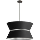 Dainolite 4 Light Incandescent Chandelier Matte Black with Silver Ring Black and Silver Shade CTN-244C-MB-697