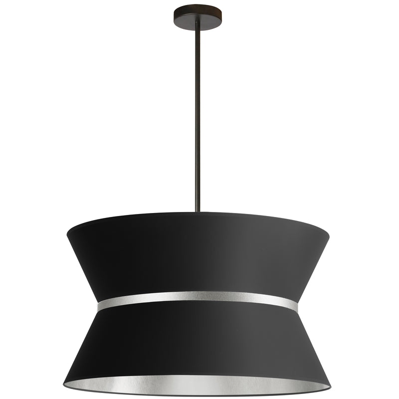 Dainolite 4 Light Incandescent Chandelier Matte Black with Silver Ring Black and Silver Shade CTN-244C-MB-697