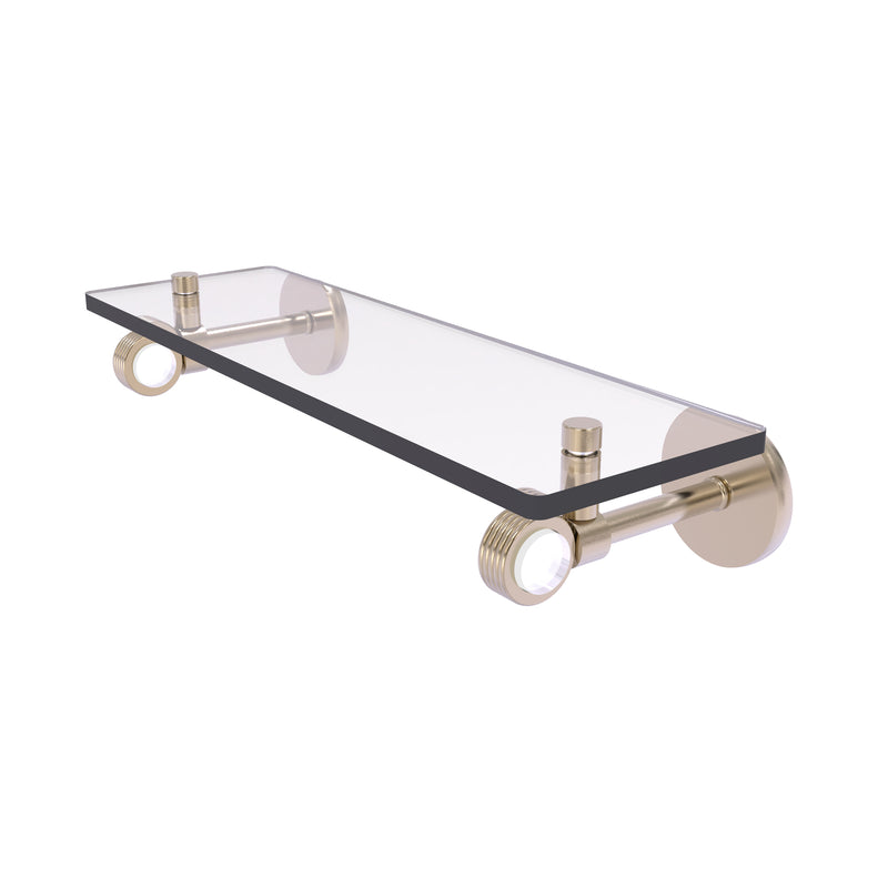Allied Brass Clearview Collection 16 Inch Glass Shelf with Groovy Accents CV-1G-16-PEW