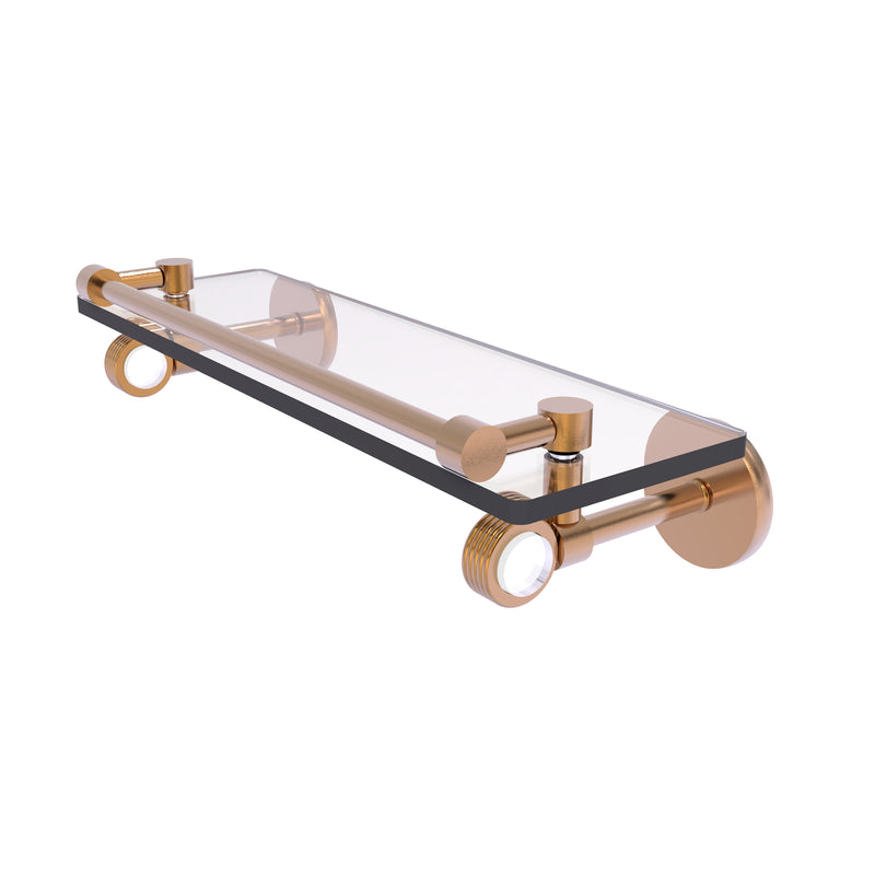 Allied Brass Clearview Collection 16 Inch Gallery Rail Glass Shelf with Groovy Accents CV-1G-16-GAL-BBR