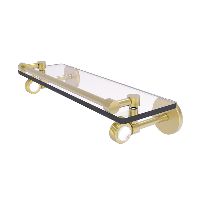 Allied Brass Clearview Collection 16 Inch Gallery Rail Glass Shelf with Groovy Accents CV-1G-16-GAL-SBR