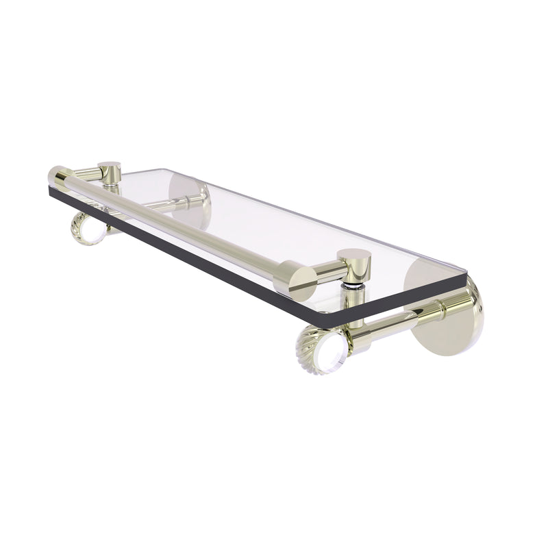 Allied Brass Clearview Collection 16 Inch Gallery Rail Glass Shelf with Twisted Accents CV-1T-16-GAL-PNI