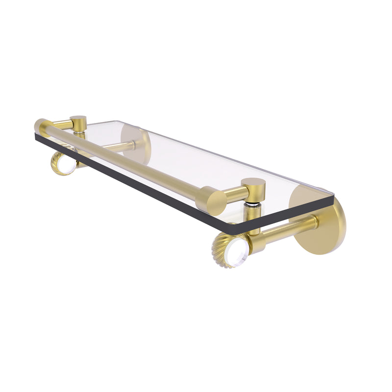 Allied Brass Clearview Collection 16 Inch Gallery Rail Glass Shelf with Twisted Accents CV-1T-16-GAL-SBR