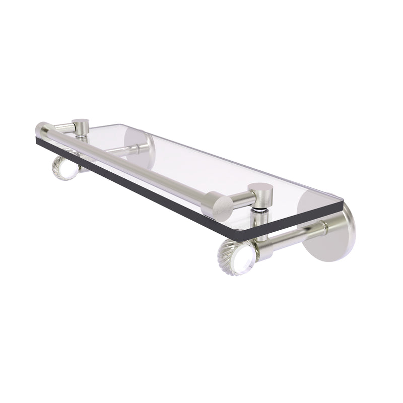 Allied Brass Clearview Collection 16 Inch Gallery Rail Glass Shelf with Twisted Accents CV-1T-16-GAL-SN