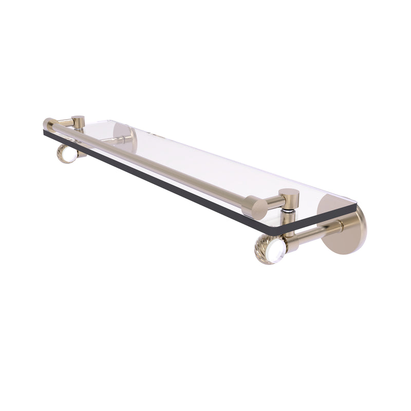 Allied Brass Clearview Collection 22 Inch Gallery Rail Glass Shelf with Twisted Accents CV-1T-22-GAL-PEW