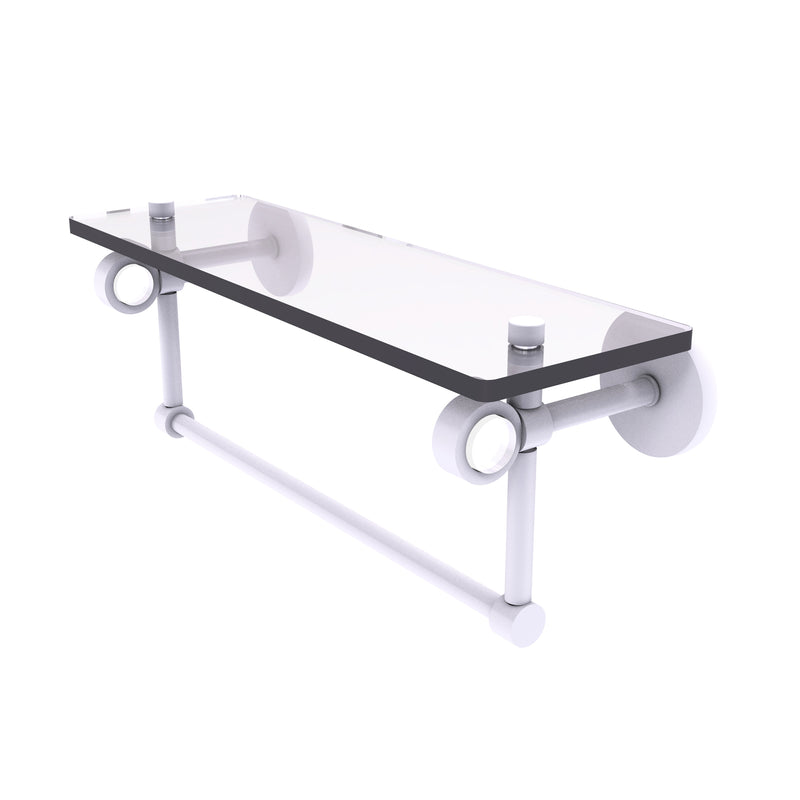 Allied Brass Clearview Collection 16 Inch Glass Shelf with Towel Bar CV-1TB-16-WHM
