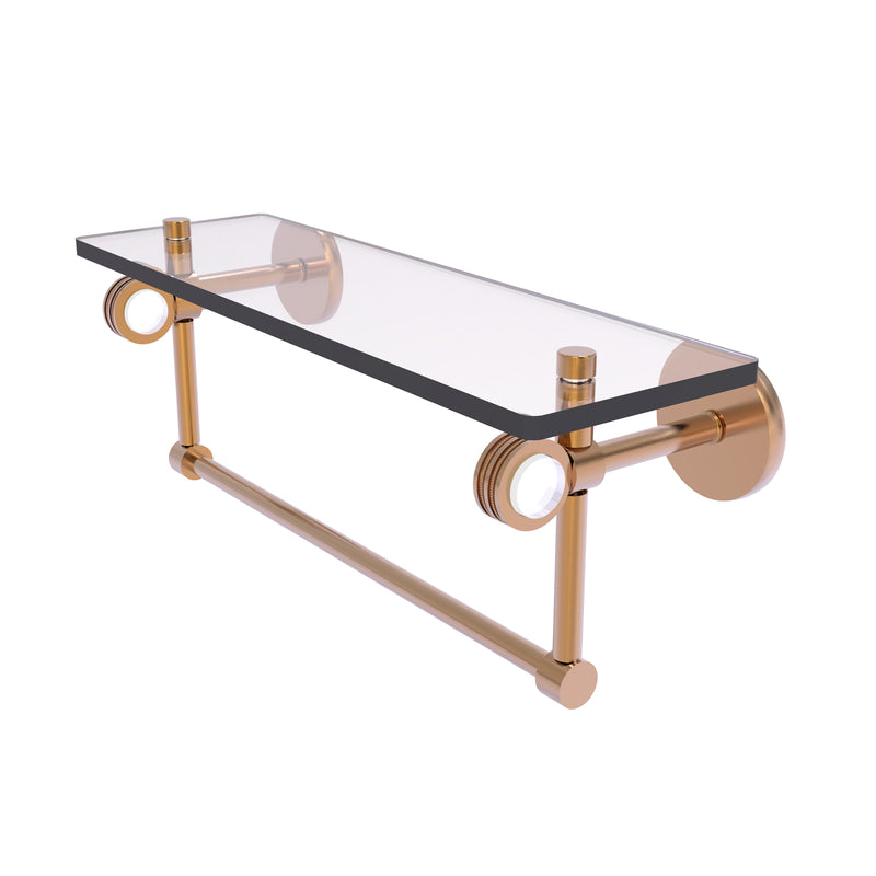 Allied Brass Clearview Collection 16 Inch Glass Shelf with Towel Bar and Dotted Accents CV-1TBD-16-BBR