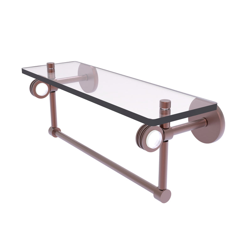 Allied Brass Clearview Collection 16 Inch Glass Shelf with Towel Bar and Dotted Accents CV-1TBD-16-CA