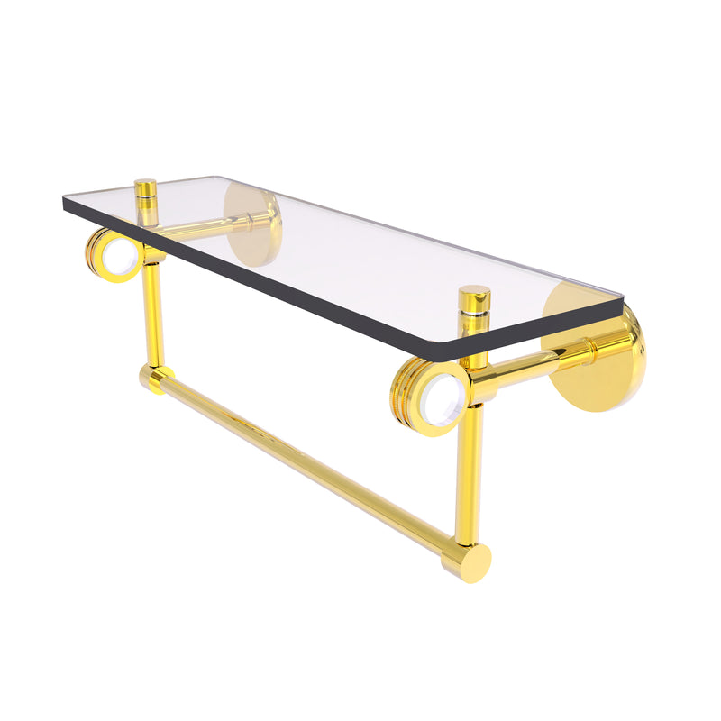 Allied Brass Clearview Collection 16 Inch Glass Shelf with Towel Bar and Dotted Accents CV-1TBD-16-PB