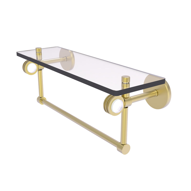 Allied Brass Clearview Collection 16 Inch Glass Shelf with Towel Bar and Dotted Accents CV-1TBD-16-SBR