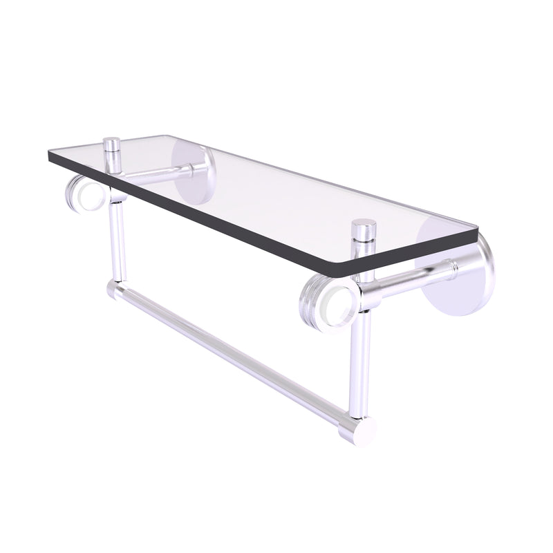 Allied Brass Clearview Collection 16 Inch Glass Shelf with Towel Bar and Dotted Accents CV-1TBD-16-SCH