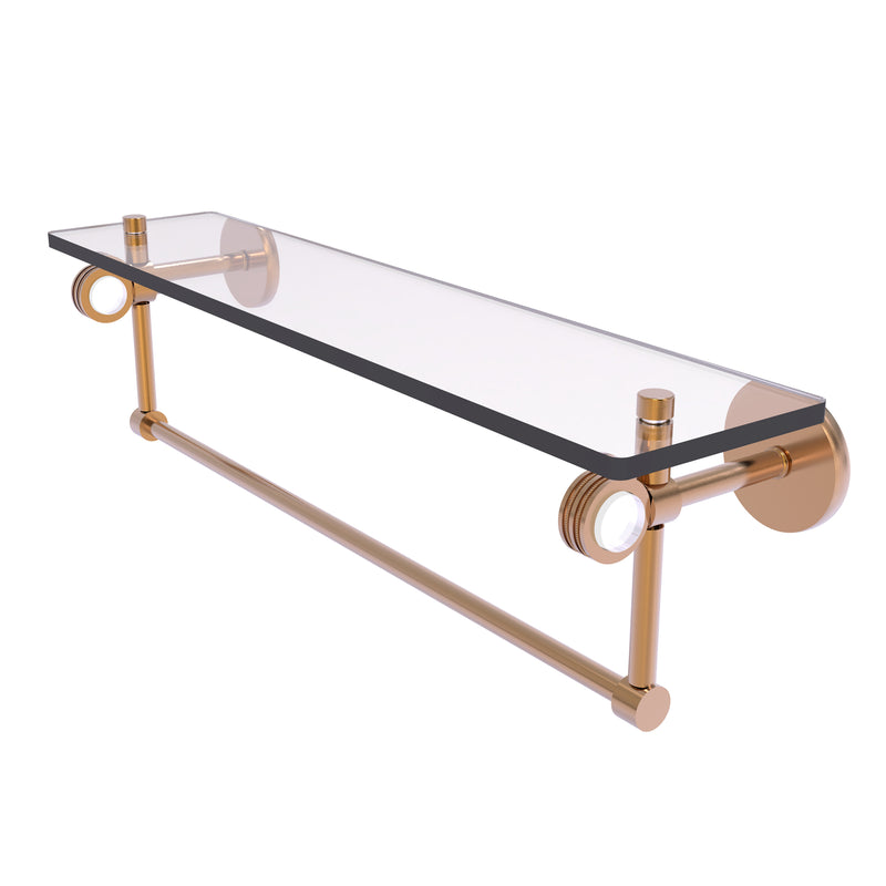 Allied Brass Clearview Collection 22 Inch Glass Shelf with Towel Bar and Dotted Accents CV-1TBD-22-BBR