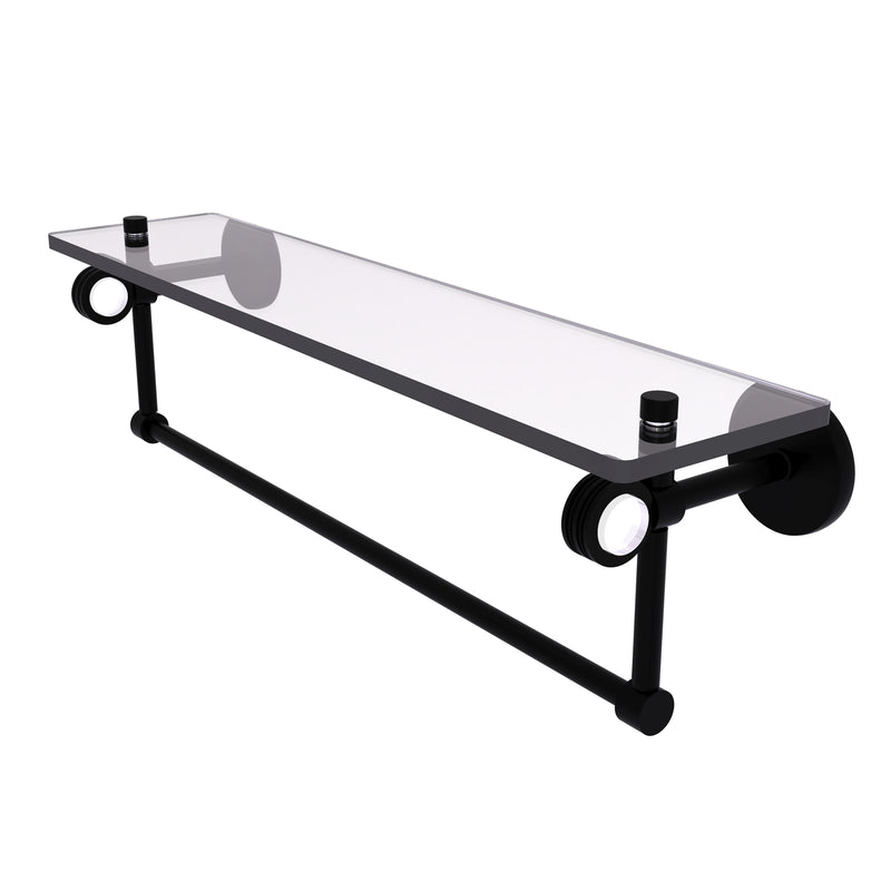 Allied Brass Clearview Collection 22 Inch Glass Shelf with Towel Bar and Dotted Accents CV-1TBD-22-BKM