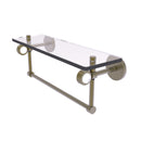 Allied Brass Clearview Collection 16 Inch Glass Shelf with Towel Bar and Groovy Accents CV-1TBG-16-ABR