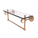 Allied Brass Clearview Collection 16 Inch Glass Shelf with Towel Bar and Groovy Accents CV-1TBG-16-BBR