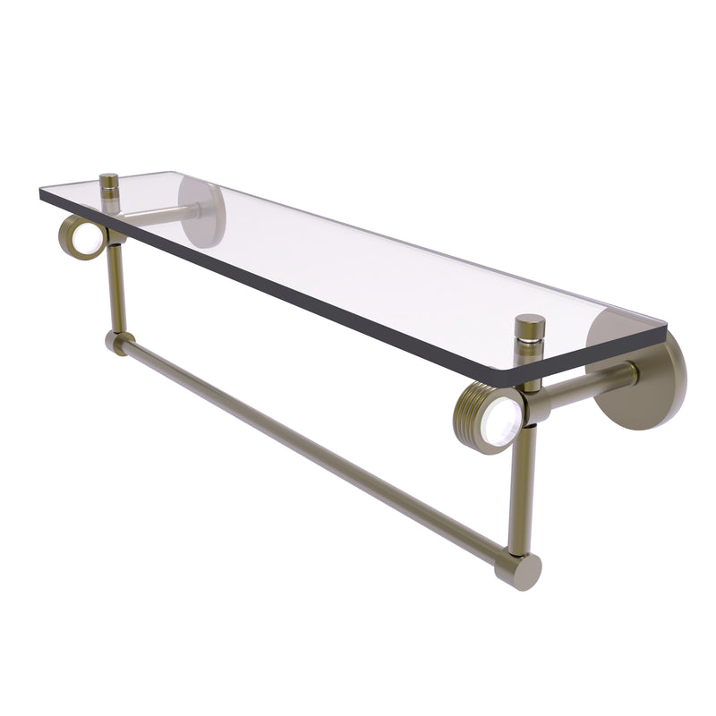 Allied Brass Clearview Collection 22 Inch Glass Shelf with Towel Bar and Groovy Accents CV-1TBG-22-ABR