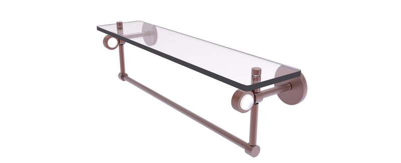 Allied Brass Clearview Collection 22 Inch Glass Shelf with Towel Bar and Groovy Accents CV-1TBG-22-CA