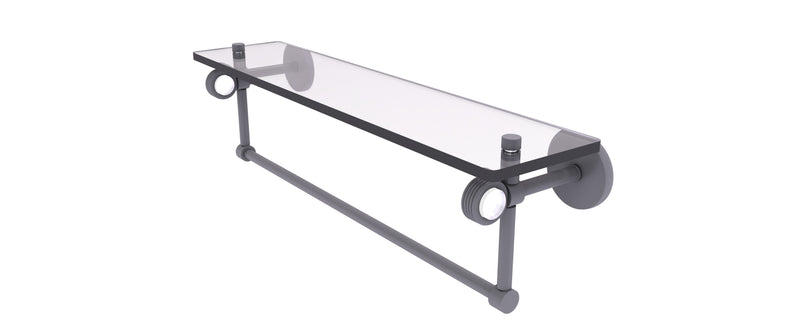 Allied Brass Clearview Collection 22 Inch Glass Shelf with Towel Bar and Groovy Accents CV-1TBG-22-GYM